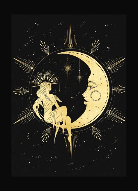 Witch seated on the moon
